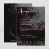 Glam zwart goud glitter kalligrafie accommodatie informatiekaartje (Voorkant / Achterkant)
