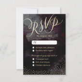 Glam zwart goud glitter kalligrafie bruiloft RSVP (Voorkant)