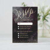 Glam zwart goud glitter kalligrafie bruiloft RSVP (Staand voorkant)