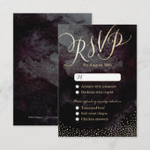 Glam zwart goud glitter kalligrafie bruiloft RSVP (Voorkant / Achterkant)