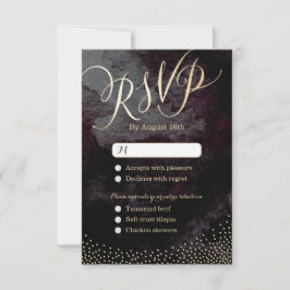 Glam zwart goud glitter kalligrafie bruiloft RSVP
