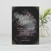 Glam zwart goud glitter kalligraphy Vrijgezellenfe Kaart (Staand voorkant)