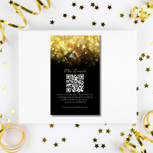 Glam Zwart Goud Glitter Moderne Bruiloft Informatiekaartje