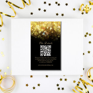 Glam Zwart Goud Glitter Moderne Bruiloft Informatiekaartje