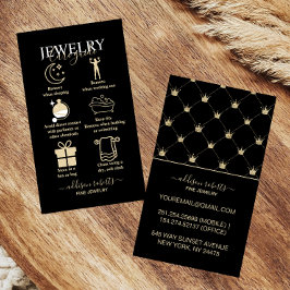 Glam Zwart Goud Kroon Sieraden Verzorging Visitekaartje