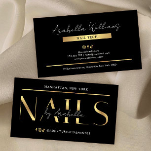 Glam Zwart Goud Moderne Manicure Nagelstylist Salo Visitekaartje