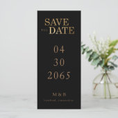 Glam Zwart & Goud Monogram Save the Date (Staand voorkant)