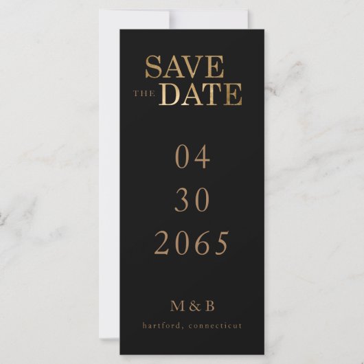 Glam Zwart & Goud Monogram Save the Date (Voorkant)