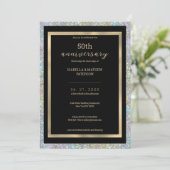 Glam zwart goud zilver 50ste bruiloft Jubileum Kaart (Staand voorkant)