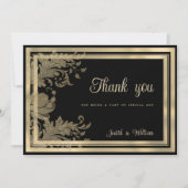 Glam  zwart gouden kant bloemendank kaart (Voorkant)