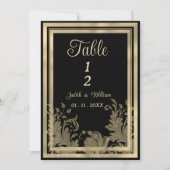 Glam  zwart gouden kant bloementafel Nummers Kaart (Voorkant)