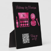 Glam Zwart & Heet Roze Make-up Artiest QR Code Fotoplaat (Zijkant)