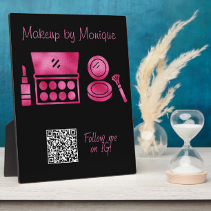Glam Zwart & Heet Roze Make-up Artiest QR Code Fotoplaat