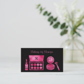 Glam Zwart & Heet Roze Make-up Artiest QR Code Visitekaartje (Staand voorkant)