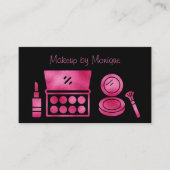 Glam Zwart & Heet Roze Make-up Artiest QR Code Visitekaartje (Voorkant)