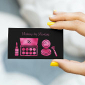 Glam Zwart & Heet Roze Make-up Artiest QR Code Visitekaartje