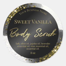 Glam Zwart Inkt Goud Glitter Body Scrub Labels