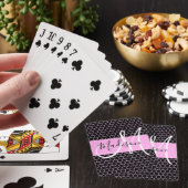 Glam Zwart Metallic Roze Honingraat Monogram Naam Pokerkaarten (Insitu)