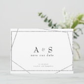 Glam Zwart & Metallic Zilver Save the Date (Staand voorkant)