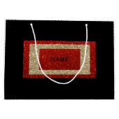 Glam Zwart Rood en Goud Glitter Naam Groot Cadeauzakje (Achterkant)
