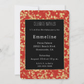 Glam Zwart Rood Goud Glitter Glitzy Verjaardag Kaart (Voorkant)