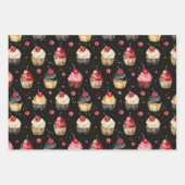 Glam Zwart Rood Goud Verjaardag Inpakpapier Vel (Voorkant 3)