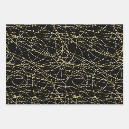 Glam Zwart Rood Goud Verjaardag Inpakpapier Vel (Voorkant 2)