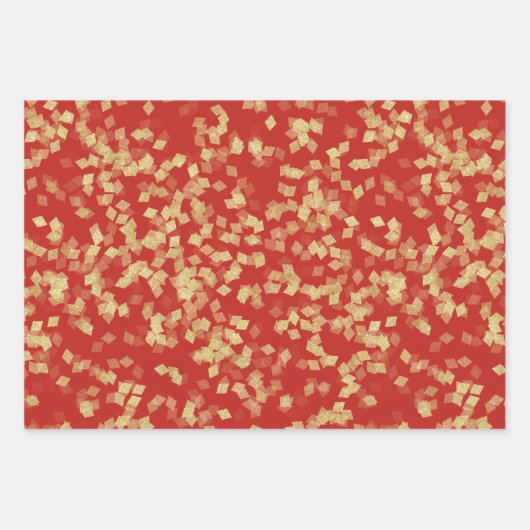 Glam Zwart Rood Goud Verjaardag Inpakpapier Vel (Voorkant)