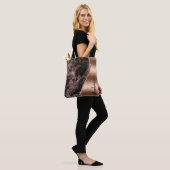 Glam Zwart Roos Goud Marmer Metallic Naam Tote Bag (Op model)
