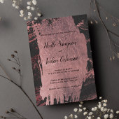 Glam zwart roos gouden penseelstreek marmer bruilo kaart