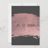 Glam zwart roos gouden penseelstreek marmer bruilo kaart (Achterkant)