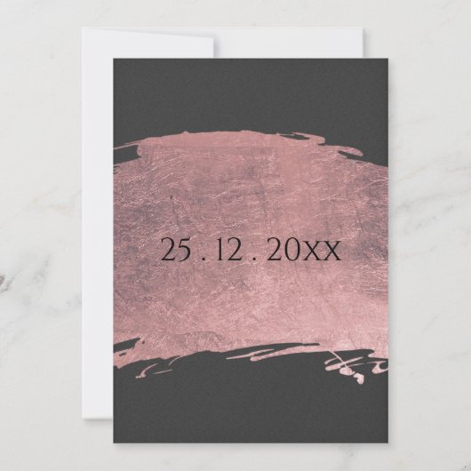 Glam zwart roos gouden penseelstreek marmer bruilo kaart (Achterkant)