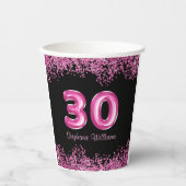Glam Zwart Roze Folie Ballon 30ste Verjaardagsfees Papieren Bekers (Voorkant)