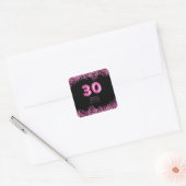 Glam Zwart Roze Folie Ballon 30ste Verjaardagsfees Vierkante Sticker (Envelop)