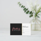 Glam Zwart Roze Goud Lash Salon Afspraakkaart Afsprakenkaartje (Staand voorkant)