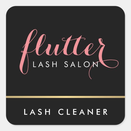 Glam Zwart Roze Goud Lash Salon Lash Cleaner Vierkante Sticker (Voorkant)