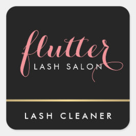 Glam Zwart Roze Goud Lash Salon Lash Cleaner Vierkante Sticker