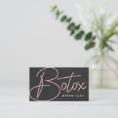 Glam Zwart Roze Script Botox Nazorg Gids Visitekaartje (Staand voorkant)