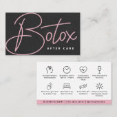 Glam Zwart Roze Script Botox Nazorg Gids Visitekaartje (Voorkant / Achterkant)