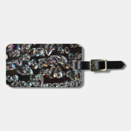 Glam Zwart Wit Diamond Crystal Pareltjes Print Bagagelabel