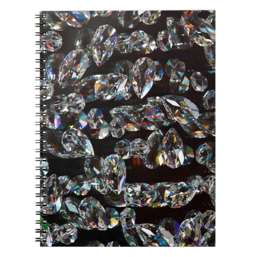 Glam Zwart Wit Diamond Crystal Pareltjes Print Notitieboek (Voorkant)