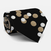 glam zwart-wit stippels champagnetoon confetti stropdas (Opgerold)