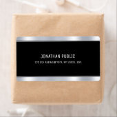 Glam Zwart Zilver Elegant Sjabloon Modern Verzendi Etiket (Insitu)