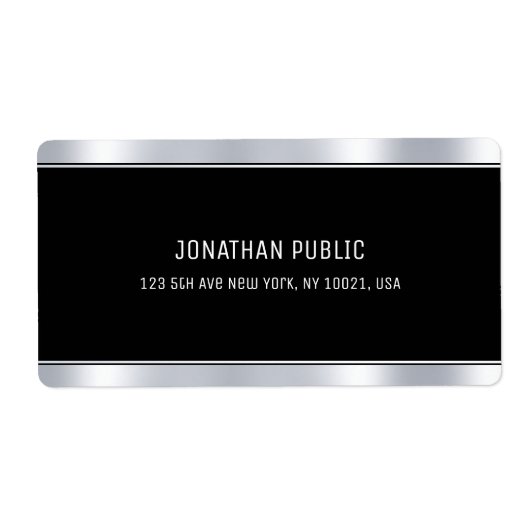Glam Zwart Zilver Elegant Sjabloon Modern Verzendi Etiket (Voorkant)