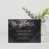 Glam zwarte gouden glitters calligrafie ontvangstk kaart (Staand voorkant)