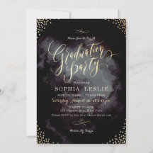 Glam zwarte gouden kalligrafie eindexamenfeest