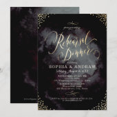 Glam zwarte gouden kalligrafie Oefen diner Kaart (Voorkant / Achterkant)