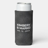 Glam zwarte textuur met enkels seltzer blikjeskoeler (Seltzer Achterkant)