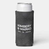 Glam zwarte textuur met enkels seltzer blikjeskoeler (Seltzer Voorkant)