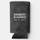 Glam zwarte textuur met enkels seltzer blikjeskoeler (Achterkant)